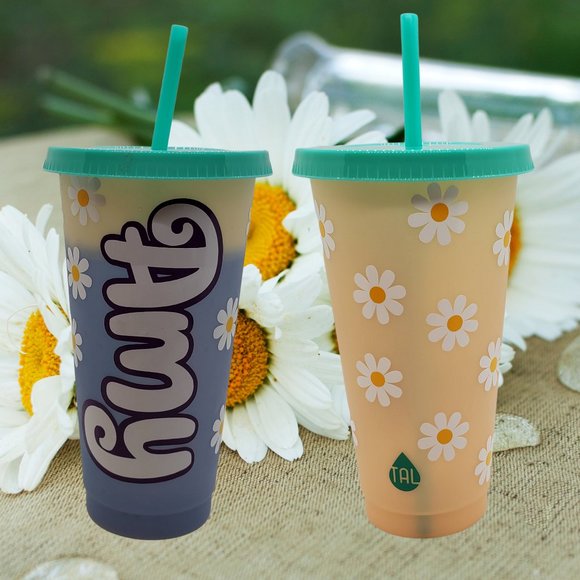 Custom Daisy Color Change 24 oz Cold Cup - Picture 1 of 8